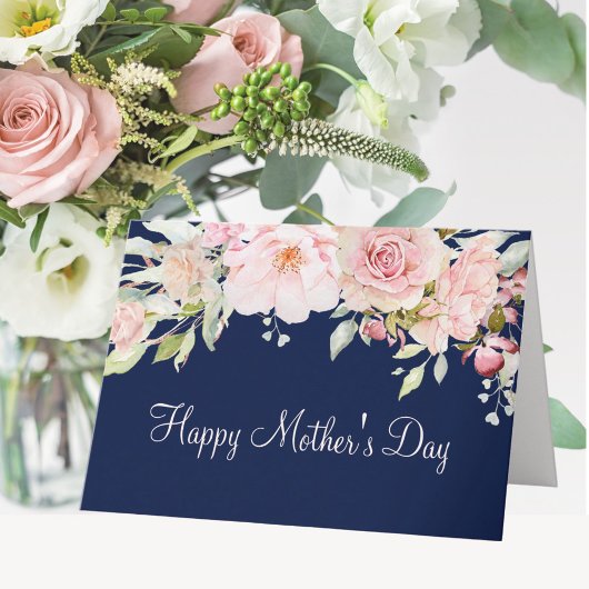 Pastel Pink Rose Blume Floral Happy Mother Day Karte