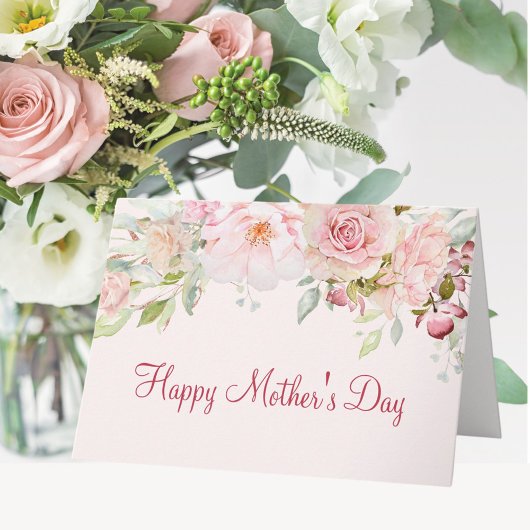 Pastel Pink Rose Blume Floral Happy Mother Day Karte