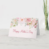 Pastel Pink Rose Blume Floral Happy Mother Day Karte (Vorderseite)