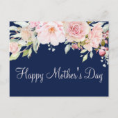 Pastel Pink Rose Blume Floral Happy Mother Day Postkarte (Vorderseite)