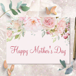 Pastel Pink Rose Blume Floral Happy Mother Day Postkarte