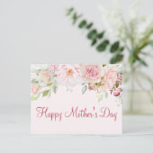 Pastel Pink Rose Blume Floral Happy Mother Day Postkarte (Stehend Vorderseite)