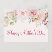 Pastel Pink Rose Blume Floral Happy Mother Day Postkarte (Vorderseite)