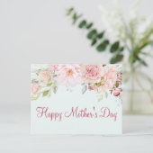 Pastel Pink Rose Blume Floral Happy Mother Day Postkarte (Stehend Vorderseite)