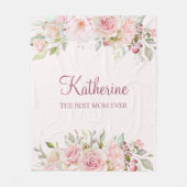 Pastel Pink Rose Blume Florenz Beste Mama jemals Fleecedecke (Vorderseite)