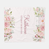 Pastel Pink Rose Blume Florenz Beste Mama jemals Fleecedecke (Vorderseite (Horizontal))