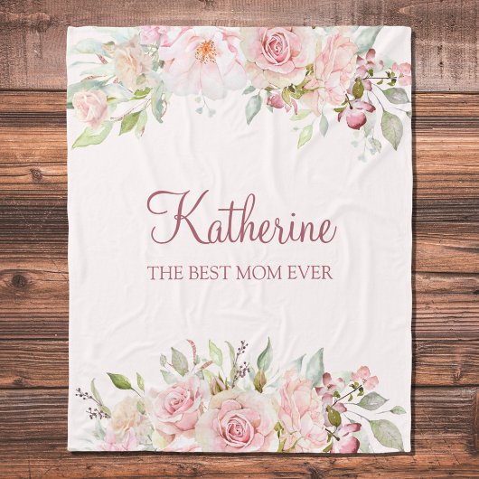 Pastel Pink Rose Blume Florenz Beste Mama jemals Fleecedecke