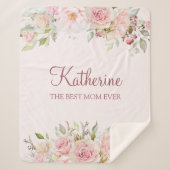 Pastel Pink Rose Blume Florenz Beste Mama jemals Sherpadecke (Vorderseite)