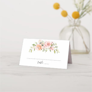 Pastel Pink Rose Florals Moderne botanische Hochze Platzkarte