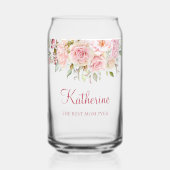 Pastel Pink Rose Flower Floral The Best Mom Ever Dosenglas (Vorderseite)
