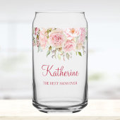 Pastel Pink Rose Flower Floral The Best Mom Ever Dosenglas