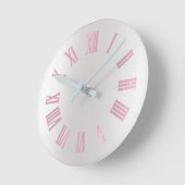 Pastel Pink Rose Gray Silver Ombre Minimal Black Runde Wanduhr (Winkel)