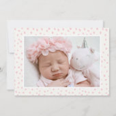 Pastel Pink Rose | Moderne Elegante Blumengeburt Ankündigung (Rückseite)