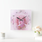 Pastel Pink Rose Quadratische Wanduhr (Zuhause)
