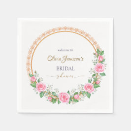 Pastel Pink Roses & Baby’s Breath Bridal Wreath Serviette