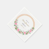 Pastel Pink Roses & Baby’s Breath Bridal Wreath Serviette (Ecke)