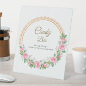 Pastel Pink Roses & Baby's Atem Candy Bar Pedest Sockelschild (In Situ)