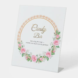 Pastel Pink Roses & Baby's Atem Candy Bar Pedest Sockelschild