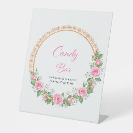 Pastel Pink Roses & Baby's Atem Candy Bar Sockelschild