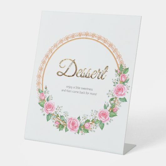 Pastel Pink Roses & Baby's Breath Desert Bar Sockelschild (Vorderseite)