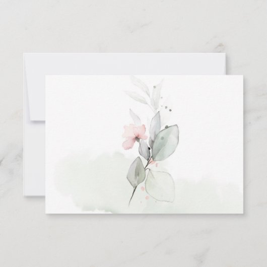 Pastel Pink Roses Blassgrüne Blätter UAWG RSVP Karte (Rückseite)