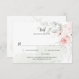Pastel Pink Roses Blassgrüne Blätter UAWG RSVP Karte