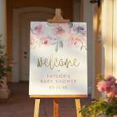 Pastel Pink Roses & Greenery Kinderdusche Willkomm Poster