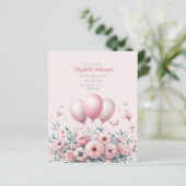 Pastel Pink Roses Ribbons Babydusche Elegant Soft (Stehend Vorderseite)