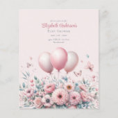 Pastel Pink Roses Ribbons Babydusche Elegant Soft (Vorderseite)