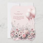 Pastel Pink Roses Ribbons Babydusche Elegant Soft Einladung (Rückseite)