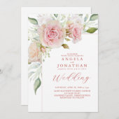 Pastel Pink Roses Wedding Einladung (Vorne/Hinten)