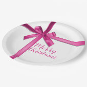 Pastel Pink Satin Ribbon Bow Geburtstagsparty Pappteller (Schrägansicht)