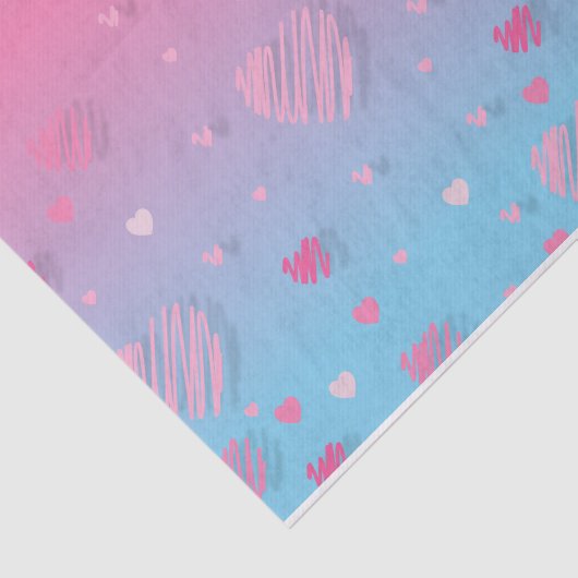Pastel Pink Scribble Hearts Valentine's Decoupage Seidenpapier (Ausschnitt)