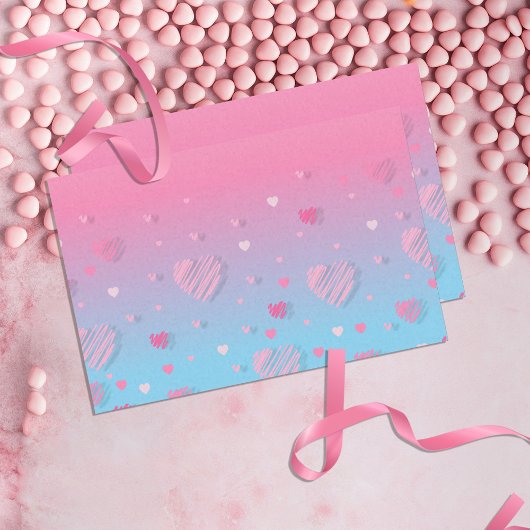 Pastel Pink Scribble Hearts Valentine's Decoupage Seidenpapier