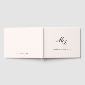 Pastel Pink Script Initial Monogram Wedding Gästebuch (Voll)