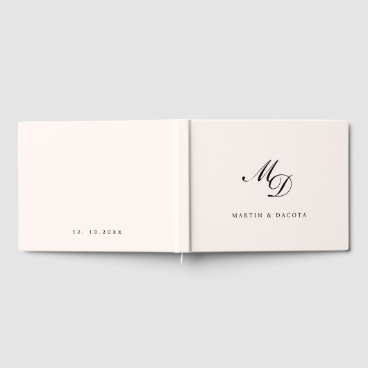 Pastel Pink Script Initial Monogram Wedding Gästebuch (Voll)