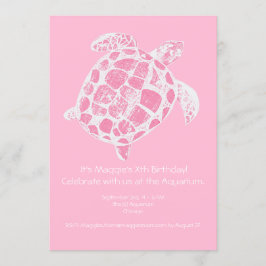 Pastel Pink Sea Turtle Geburtstagsparty Einladung