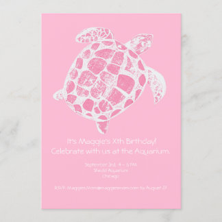 Pastel Pink Sea Turtle Geburtstagsparty Einladung