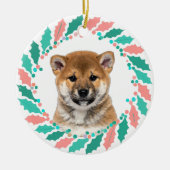 Pastel Pink Shiba Inu | Personalized Christmas Keramik Ornament (Vorne)