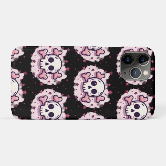 Pastel Pink Skull and Crossbones Case-Mate iPhone Hülle (Rückseite (Horizontal))
