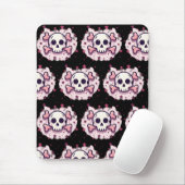 Pastel Pink Skull and Crossbones Mousepad (Mit Mouse)