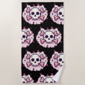 Pastel Pink Skull and Crossbones Strandtuch (Vorderseite)