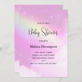 Pastel Pink Sky mit Fluffy Clouds Babydusche Einladung (Vorne/Hinten)