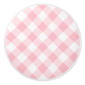 Pastel Pink Small Gingham Keramikknauf (Vorderseite)