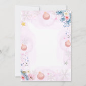 Pastel Pink Snowflake Floral Winter Baby Shower Einladung (Rückseite)