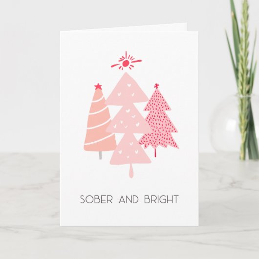 Pastel Pink Sober und heller Weihnachtsbaum Dankeskarte (Vorderseite)