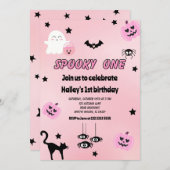 Pastel Pink Spooky Ein 1. Geburtstag Party Einladung (Vorne/Hinten)