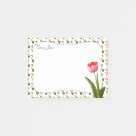 Pastel Pink Spring Tulip Floral Fotografie Post-it Klebezettel