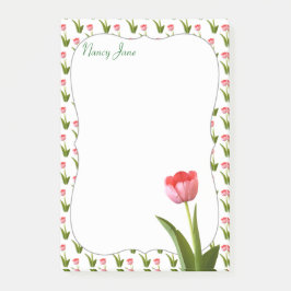 Pastel Pink Spring Tulip Floral Fotografie Post-it Klebezettel
