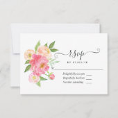Pastel Pink Spring Wasserfarbenpione Hochzeit RSVP Karte (Vorderseite)